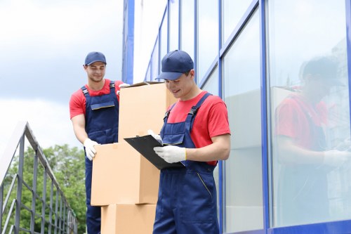 Packed moving boxes prepared for a Camden home relocation