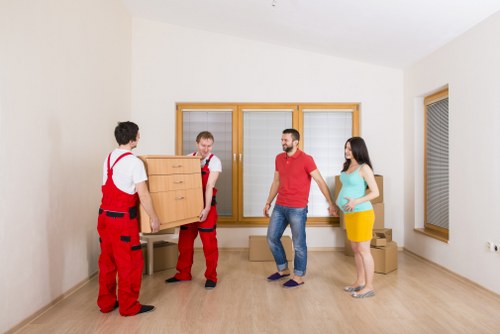 Packed boxes and protective wrapping for a Camden move