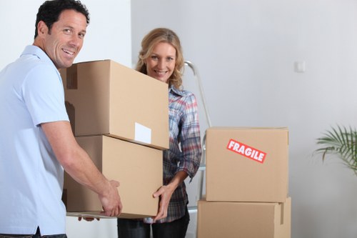 Office furniture and equipment arranged for a Camden relocation